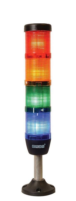 Колонна сигнальная 50мм 24В светодиод LED алюм. патрубок 100мм красн./зел./желт./син. EMAS IK54L024XM03