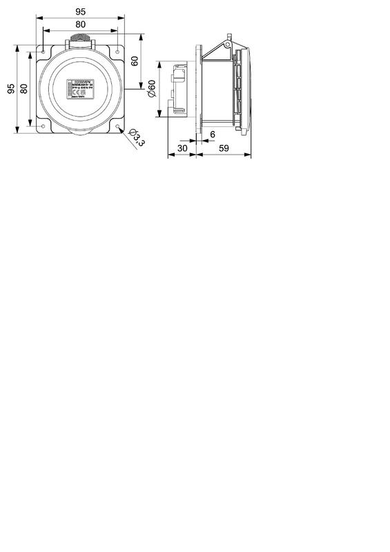 Корпус наклонный с гнездом стандарт CEE 3х16А (2P+E) EMAS ECE316V4PE