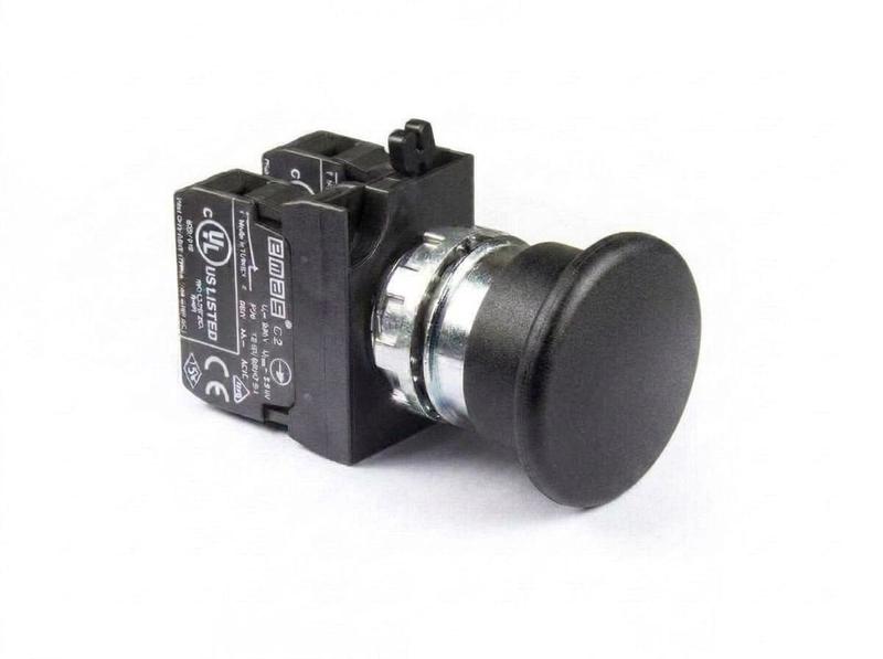 Кнопка нажимная грибок CM102MH (1НО+1НЗ) черн. EMAS CM102MH