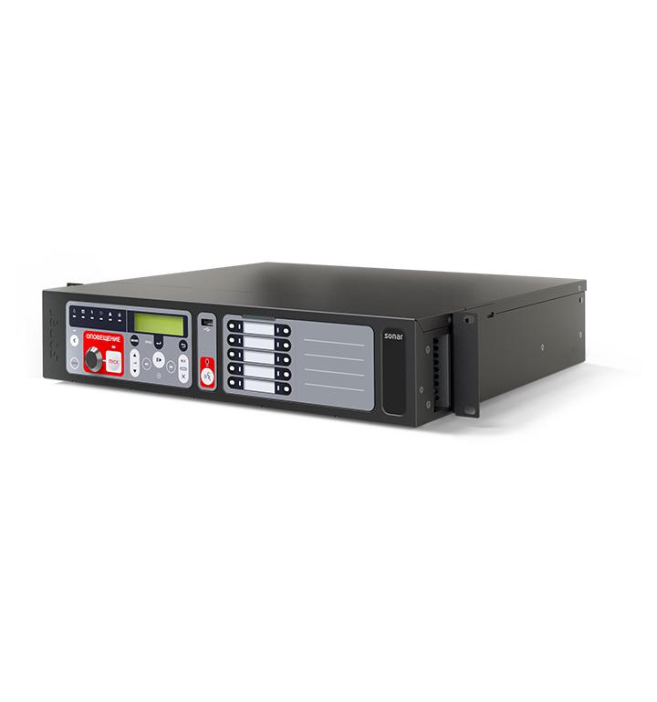 Прибор управления оповещением пожарный SPM-B10050-AR 500Вт 10 зон/10 линий оповещ. прием сигнала от ОПС по АЛС уст. в стойку SONAR Rbz-219758