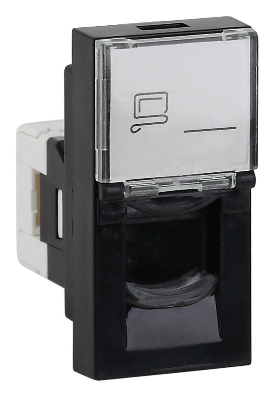 Розетка модульная компьютерная RJ-45 45х22.5мм черн. Ruvinil АДЛ 13-902-Ч