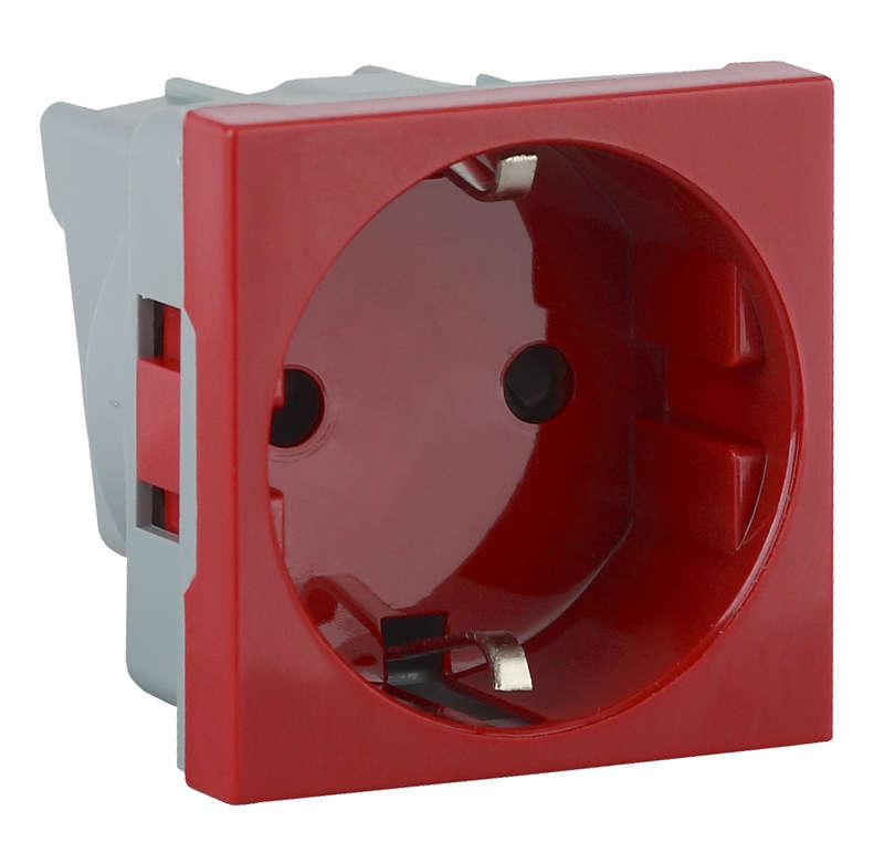Розетка 1-м 16А IP20 45х45 с заземл. защ. шторки красн. Ruvinil АДЛ 13-901