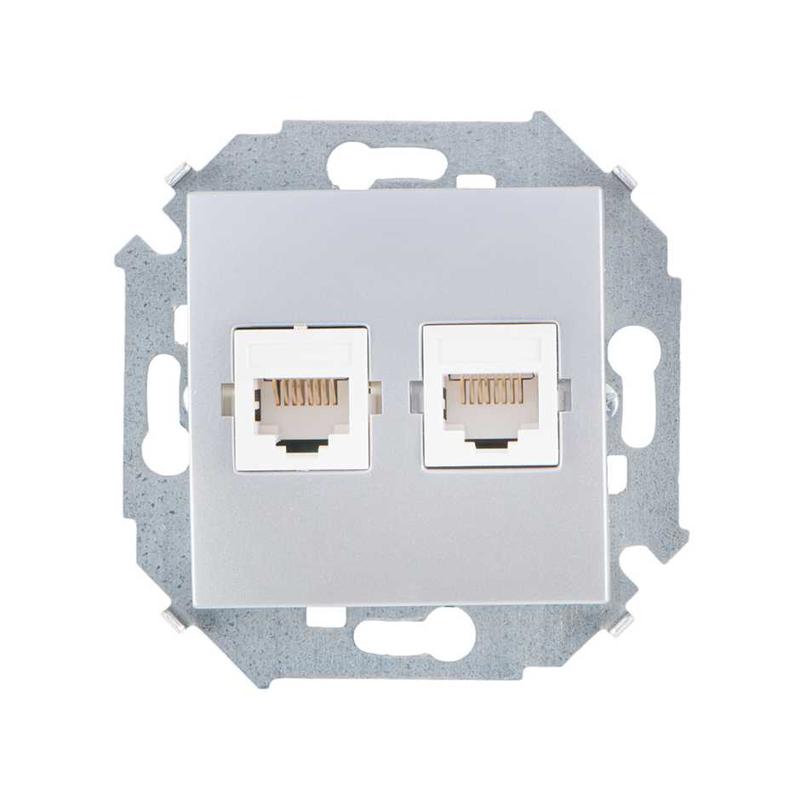 Розетка компьютерная 2-м СП Simon 15 RJ45 кат.5E Systimax механизм алюм. Simon 1591593-033