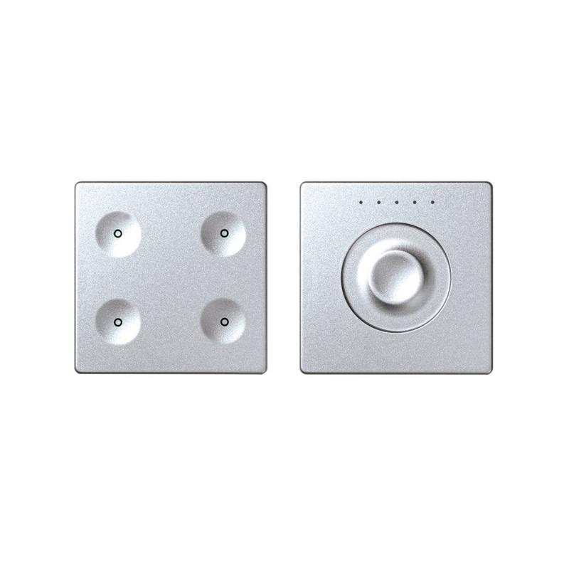 Комплект выключателя 4-кл. сенсорн. + регулятор KNX; RJ12 алюм. Simon82 Sense 8400651-093