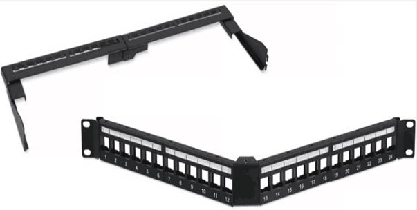 Патч-панель модульная угловая для Keystone Jack 19дюйм под 24 модуля utp 1u SUPRLAN 10-0419