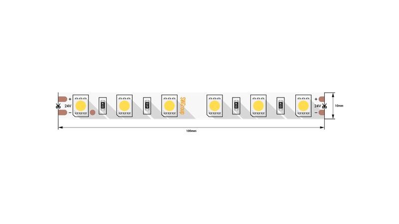 Лента светодиодная стандарт 5050 60LED/м 14.4Вт/м холод. бел. 24В IP20 (уп.5м) SWG Standard 00-00006319