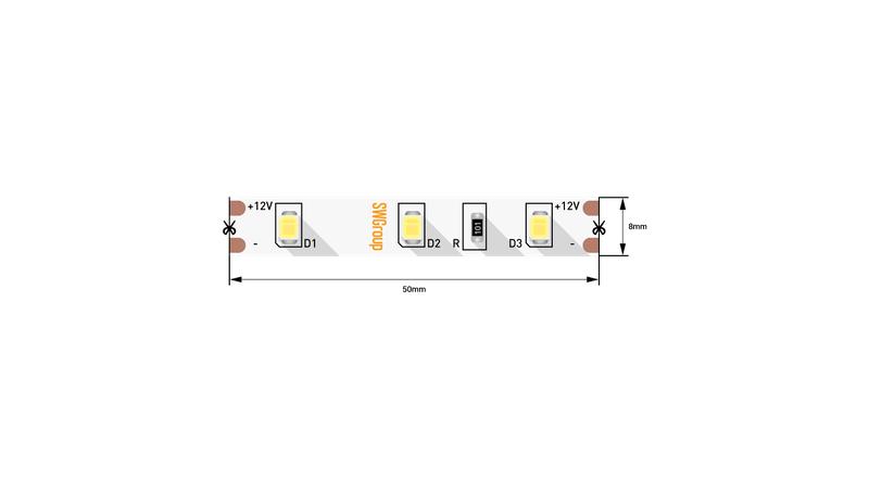 Лента светодиодная стандарт 2835 60LED/м 4.8Вт/м тепл. бел. 12В IP20 со скотчем 3М (уп.5м) SWG Standard 00-00007259