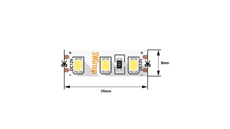 Лента светодиодная стандарт 2835 120LED/м 12Вт/м 12В IP20 со скотчем 3М нейтр. бел. (уп.5м) SWG Standard 00-00009236