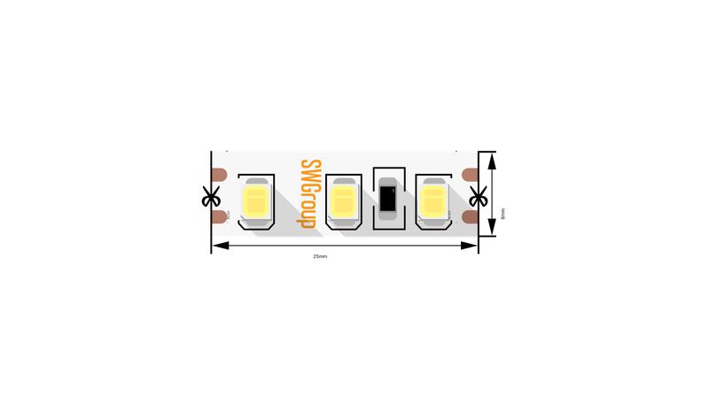 Лента светодиодная стандарт 2835 120LED/м 12Вт/м 12В IP20 со скотчем 3М тепл. бел. (уп.5м) SWG Standard 00-00009237