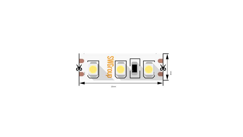 Лента светодиодная стандарт 3528 120LED/м 9.6Вт/м нейтр. бел. 12В IP20 со скотчем 3М (уп.5м) SWG Standard 00-00006316