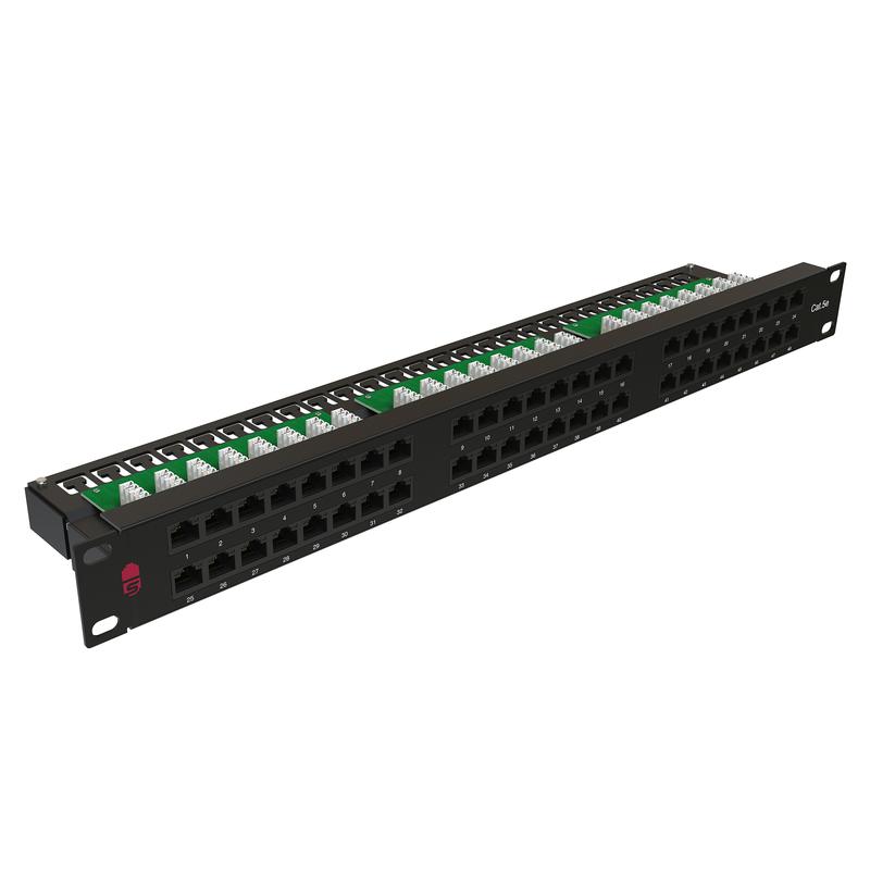 Патч-панель 19дюйм 1U 48 портов RJ45 кат.5E Dual IDC высокой плотности SYSMATRIX PP 1901U.S485EU.M