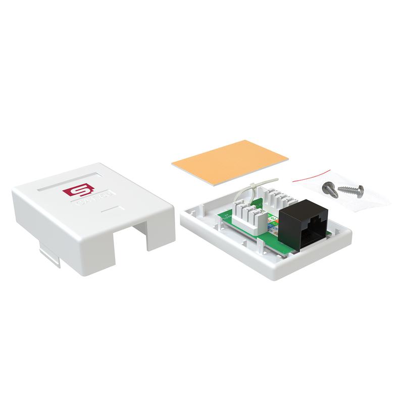 Розетка компьютерная 1-м RJ45 кат.5E неэкранир. внешн. Dual IDC бел. SYSMATRIX SB 15EU.WH