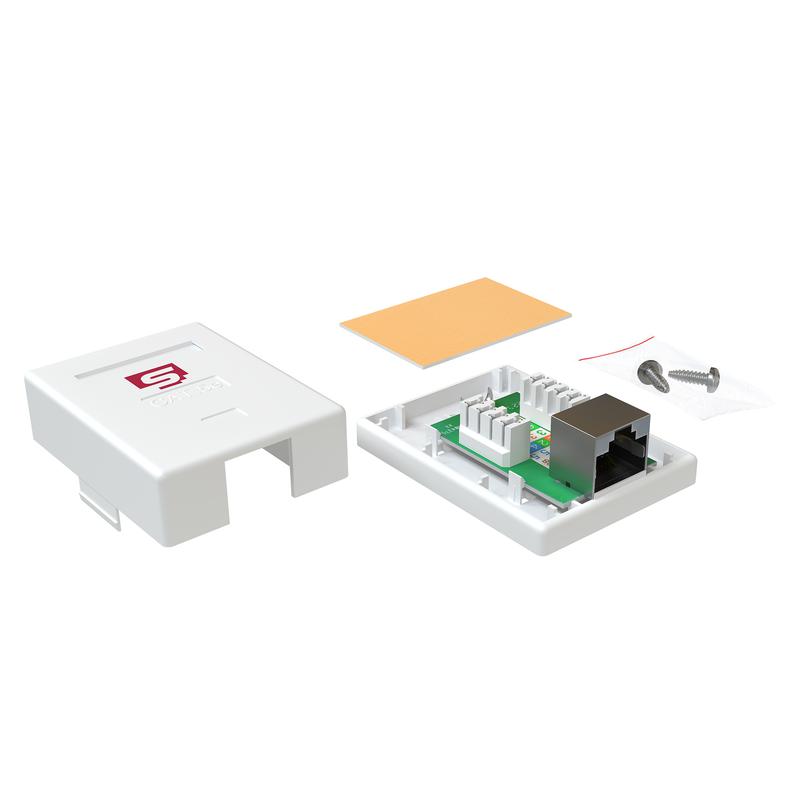 Розетка компьютерная 1-м RJ45 кат.5E экранир. внешн. Dual IDC бел. SYSMATRIX SB 15ES.WH