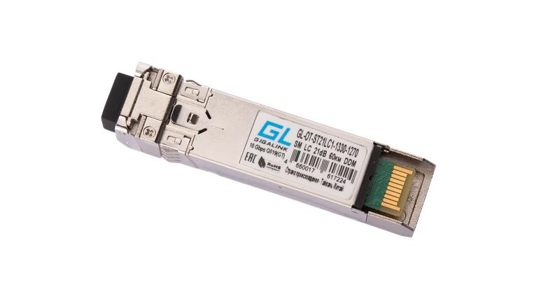 Модуль SFP+WDM 10Гбит/с одно волокно SM LC Tx:1330/Rx:1270нм 21дБ до 60км DDM NIKOMAX GL-OT-ST21LC1-1330-1270