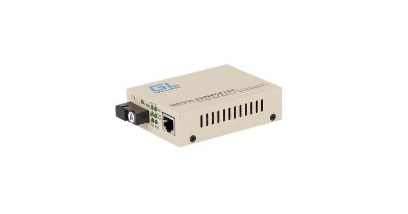 Медиаконвертер из UTP 100/1000Мбит/с в WDM LFP SM SC Tx:1310/Rx:1550 18дБ до 20км NIKOMAX GL-MC-UTPF-SC1G-18SM-1310