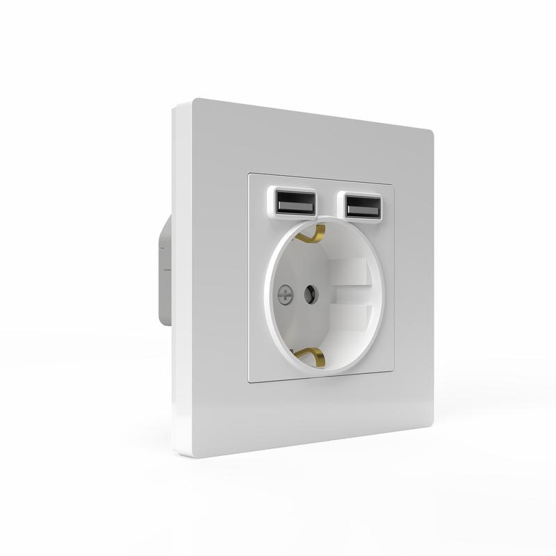 Розетка 1-м СП Pixel с заземл. с 2-мя заряд. устр. USB тип A+A IP20 механизм бел. TOKOV ELECTRIC TKE