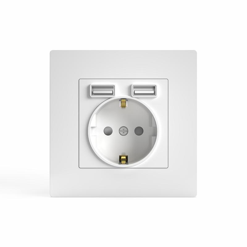 Розетка 1-м СП Pixel с заземл. с 2-мя заряд. устр. USB тип A+C IP20 механизм бел. TOKOV ELECTRIC TKE