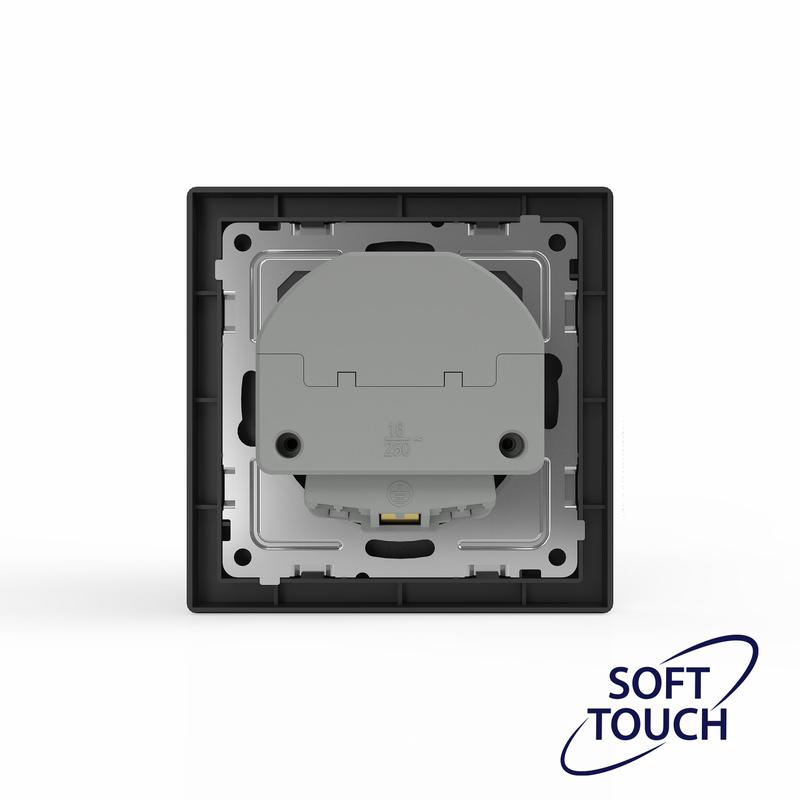 Розетка 1-м СП Pixel с заземл. с 2-мя заряд. устр. USB тип A+C IP20 механизм карбон TOKOV ELECTRIC T