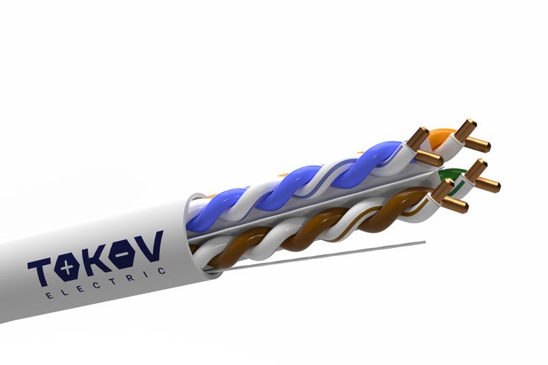Кабель витая пара U/UTP 4х2х23AWG (0.57мм) кат.6 PVC Fluke tested (м) PRO TOKOV ELECTRIC TKP-C06-U42-6-RU-PVC