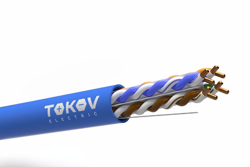 Кабель витая пара U/UTP 4х2х24AWG (0.52мм) кат.5E PVC Fluke tested (м) PRO TOKOV ELECTRIC TKP-C06-U42-5E-RU-PVC
