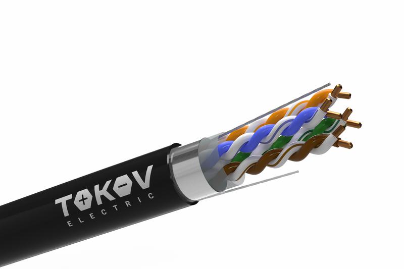 Кабель витая пара F/UTP 4х2х24AWG (0.48мм) кат.5E PE Fluke tested (м) TOKOV ELECTRIC TKE-C05-F42-5E-RU-OD