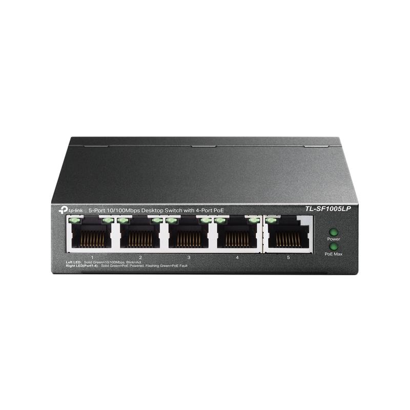 Коммутатор TL-SF1005LP 5-портовый 10/100Мбит/с неуправляемый с 4 портами PoE 41Вт метал. корпус настол. TP-Link 1792447