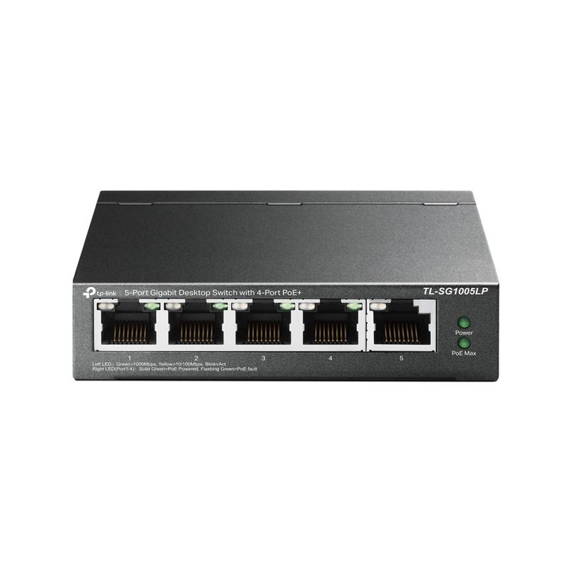 Коммутатор TL-SG1005LP 5-портовый гигабитный неуправляемый с 4 портами PoE+ 40Вт метал. корпус настол. TP-Link 1793907