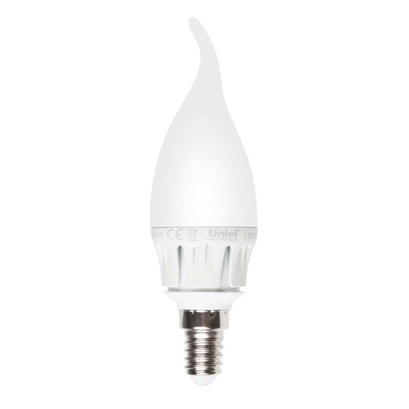 Лампа светодиодная LED-CW37-6Вт/WW/E14/FR ALM01WH пластик Uniel 08137