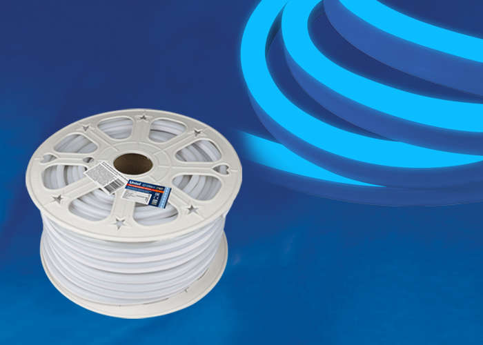 Лента светодиодная ULS-N21-2835-120LED/m-8mm-IP67-220V-8W/m-50M-BLUE NEON 120LED/м син. 8Вт/м IP67 220 8мм гибкая герметичная (уп.50м) Uniel UL-00002926