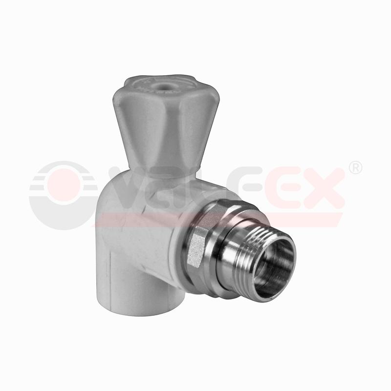 Кран шаровой для радиатора угловой 25х1/2дюйм (40/10) сер. VALFEX 10148125Г
