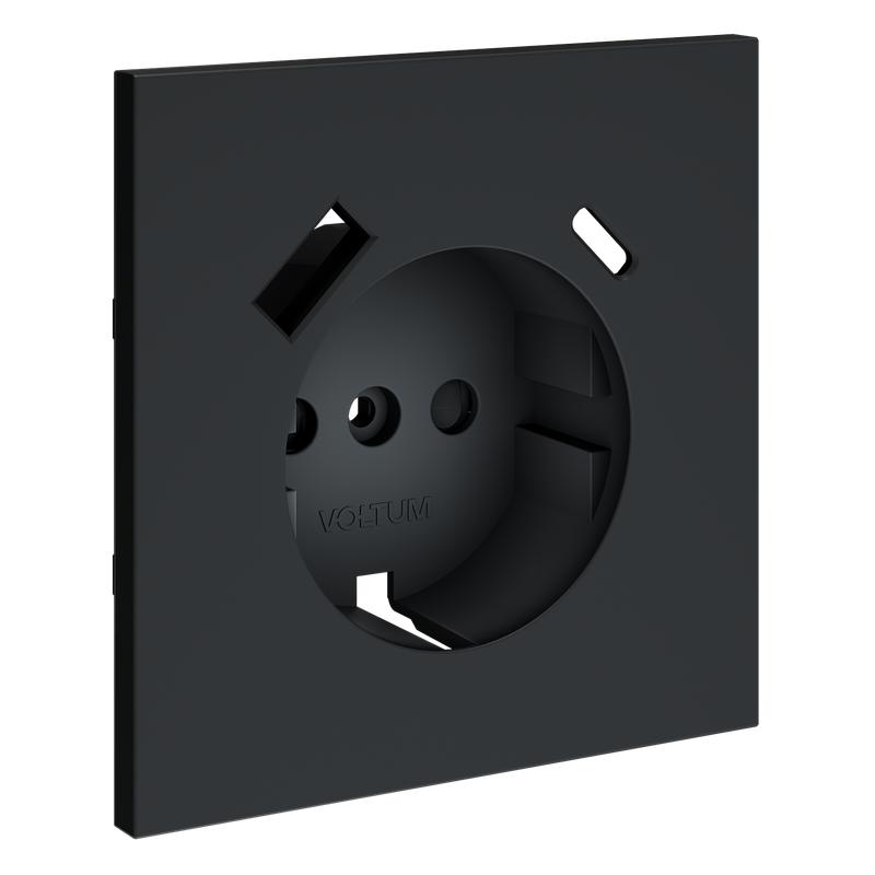 Накладка для розетки с заземлением и защитными шторками с USB A+C S70 графит Voltum VLS001007