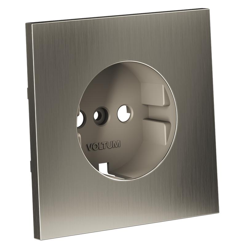 Накладка для розетки с заземлением S70 Metal никель Voltum VLSM000611