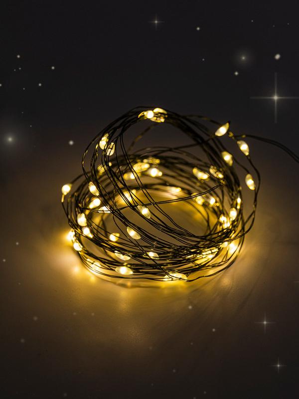 Гирлянда "Роса" DC-G06-120Y 120 microLED 12.1м. 8реж. 3хAA желт. ФАZА 5059634