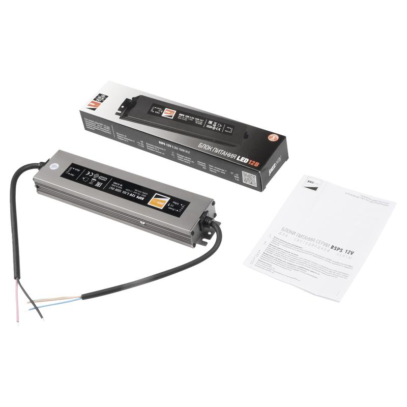 Блок питания для светодиодной ленты 100Вт 8.3А 12В IP67 BSPS влагозащ. метал. JazzWay 3329280A